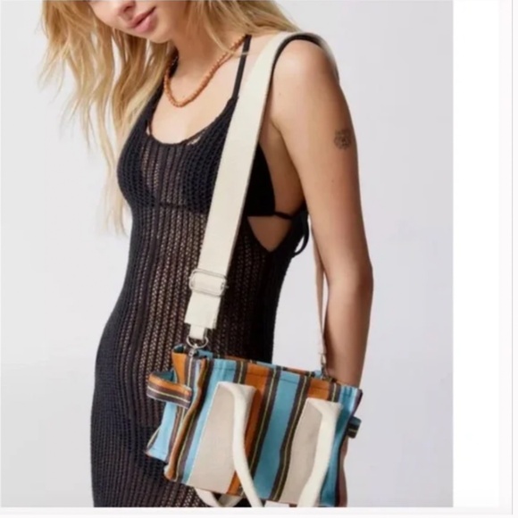 ⭐️ BDG Serena Mesh Striped Chic Hipster Hippie Artsy Modern Hip Mini Tote Bag - Picture 3 of 7